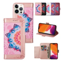 fashion printing wallet flip leather case for iphone 13 mini with card slot cases for iphone 13 pro max shockproof phone cover