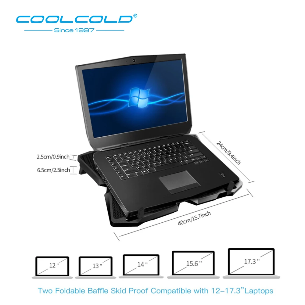 Охлаждающая подставка COOLCOLD для ноутбука 12 дюймов 13 14 15 6 17 с 4 вентиляторами 2 USB