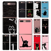 funny black cat cute luxury foldable hard case for samsung z flip phone case for galaxy z flip z flip3 5g back cover fundas