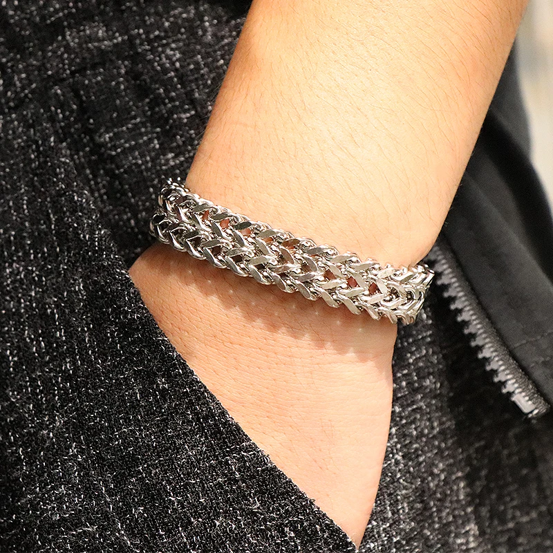 Мужской браслет из панцирной цепи винтажный нержавеющей стали с кубической