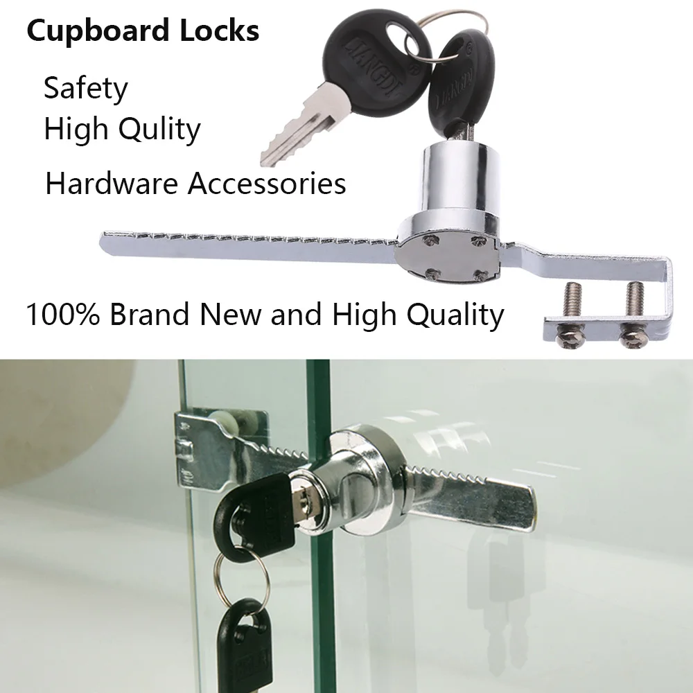 Cupboard Locks Showcase Display Sliding Glass Door Lock For Cabinet + 2 Keys Locksmith Supplies Hardware Accessories | Обустройство
