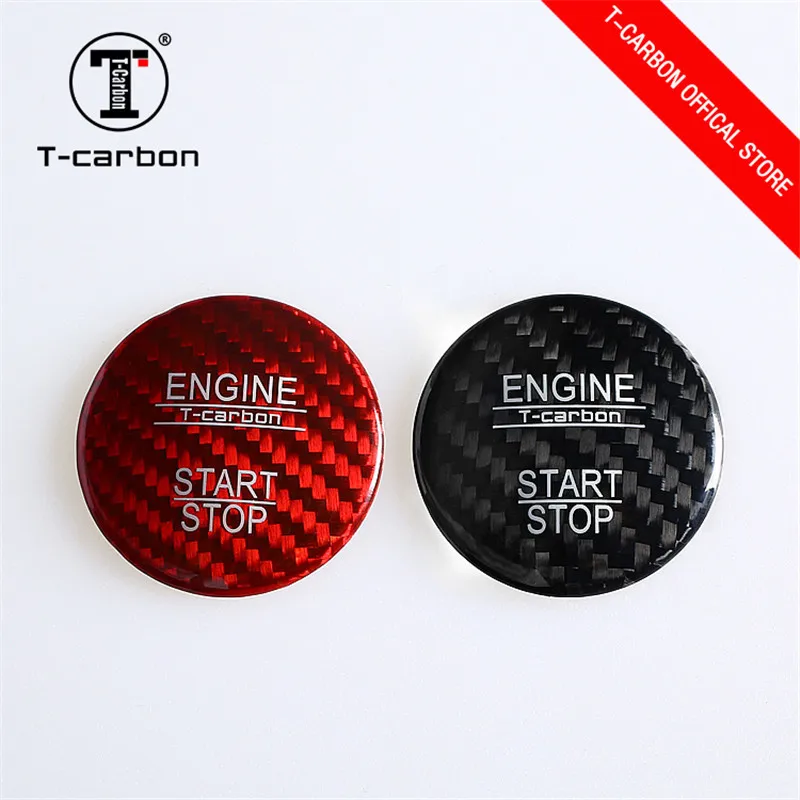 Углеродное волокно автомобильный двигатель кнопка запуска крышка Накладка для