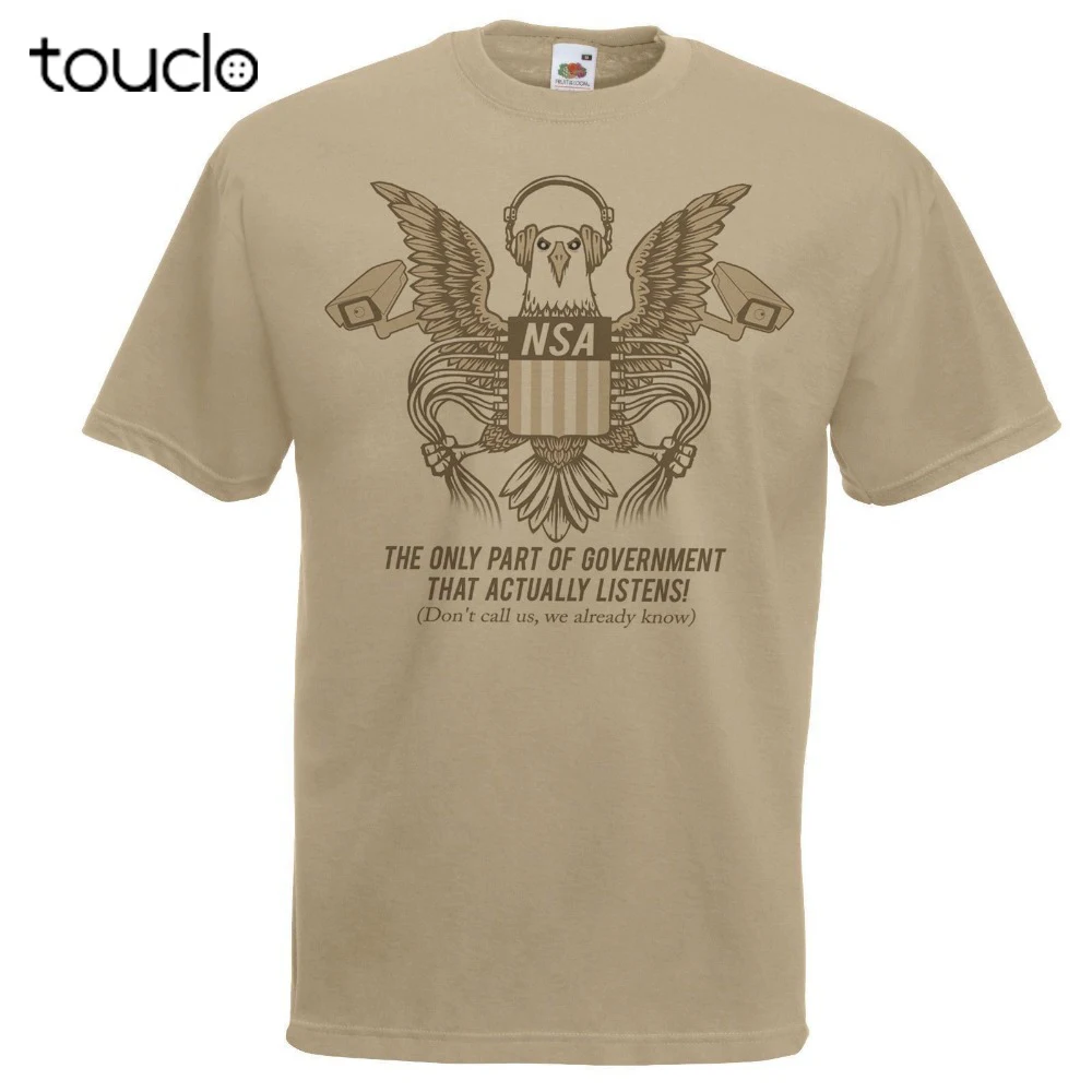 

Летняя брендовая повседневная мужская футболка для взрослых, Мужская футболка цвета хаки Nsa, забавная футболка американского правительств...