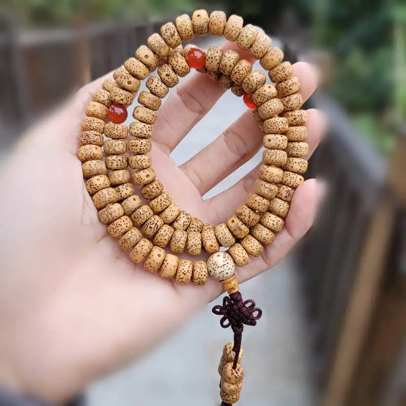 Натуральный Оригинал желтая звезда Луна буддийские 108 бусин Молитва мала для