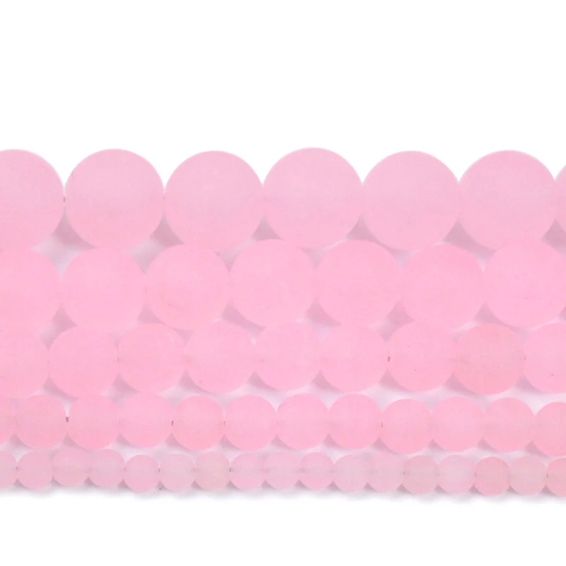 Натуральный матовый лак розового цвета Халцедон Камень Круглый бисер 15 &quotнитка