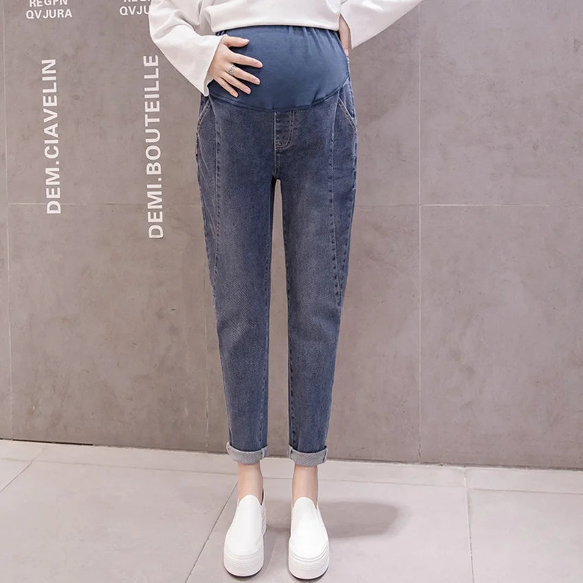 Осенне-зимние новые старые джинсы для беременных женщин модные дикие джинсовые