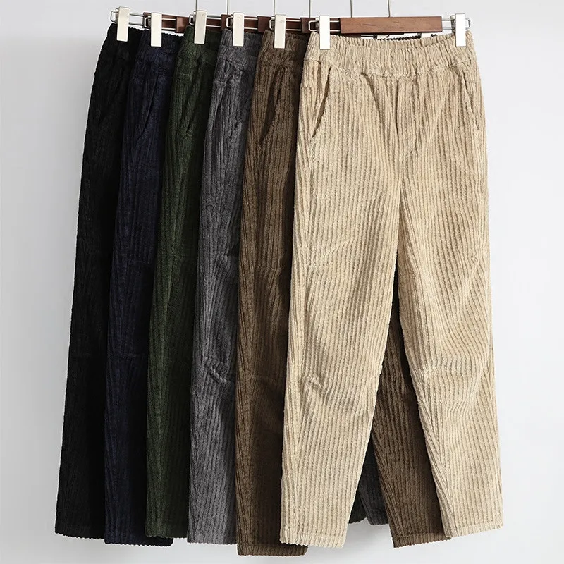 

New Korean Autumn Winter Pants Women Corduroy Harem Pants Loose Elastic Waist Casual Long Trousers Women Pantalones Mujer C6314