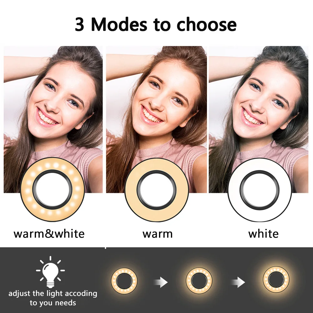 

6-inch Dimmable LED Mobile Phone Fill Light Portable Telescopic Live Broadcast Beauty Ring Light Floor Stand Ring Light TikTok