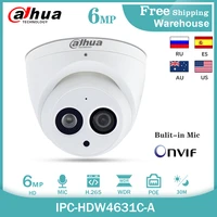 dahua 6mp security ip camera ipc hdw4631c a poe h265 ip67 ir mini built in mic cctv surveillance outdoor video dome camera