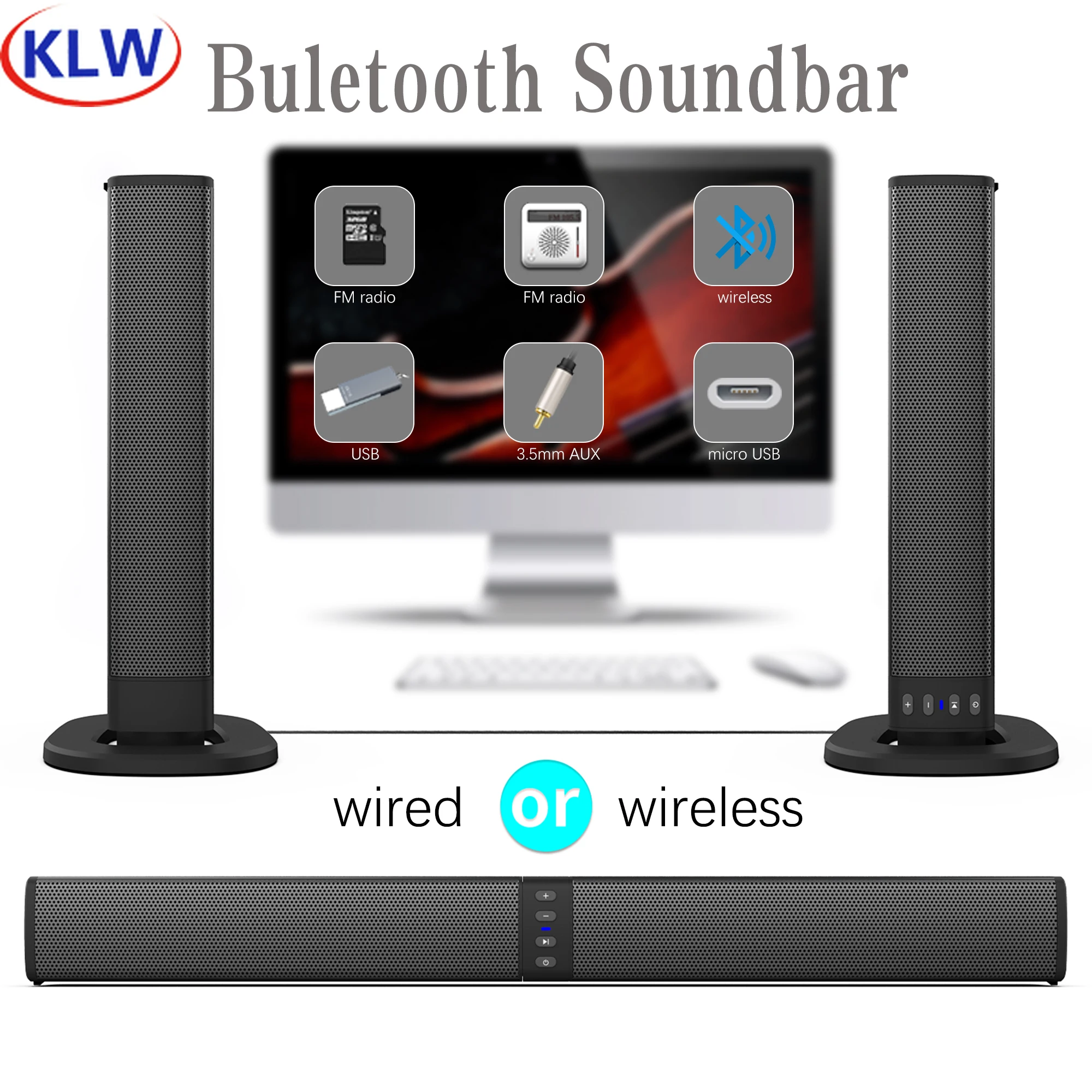 Беспроводная колонка 20 Вт Bluetooth-колонка мощная 3D Музыкальная звуковая панель