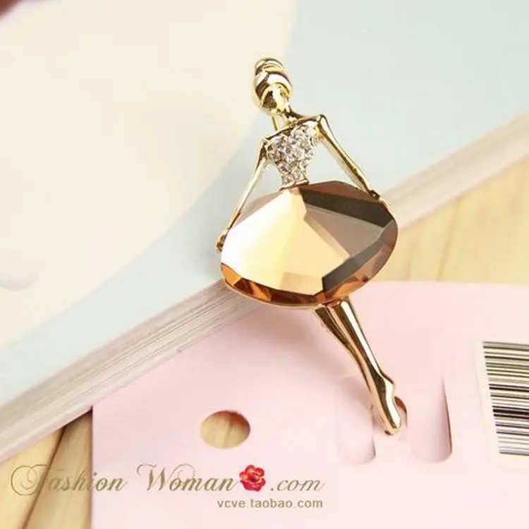 Модная Изысканная брошь для девушки блестящая Брошь Стразы в форме танцовщицы