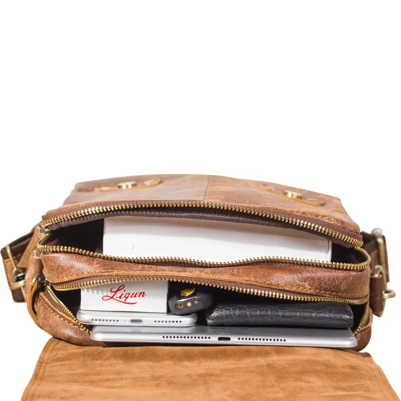 Сумка-мессенджер из натуральной воловьей кожи в стиле ретро | Багаж и сумки