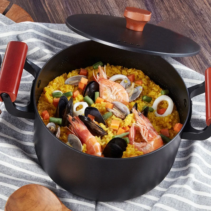 

4.5L Cast Iron Soup Pot Non-Stick Pan, Kitchen Pan for Gas Stove and Induction Cooker, Including Lid