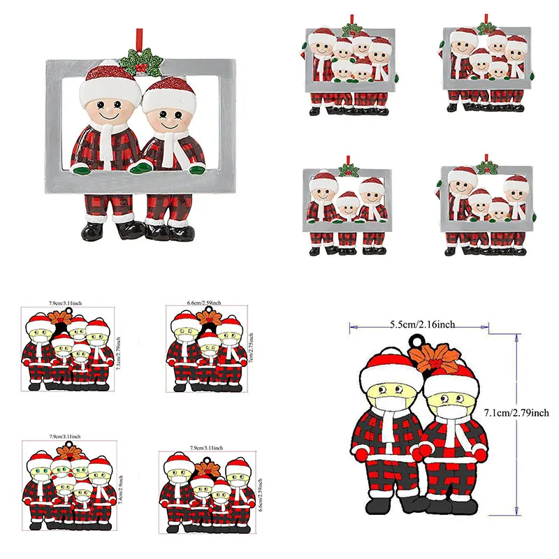 

Christmas Hanging Pendant Lovely Family DIY Name Blessing Christmas Tree Decor Face Mask Snowman Cute Christmas Family Ornament
