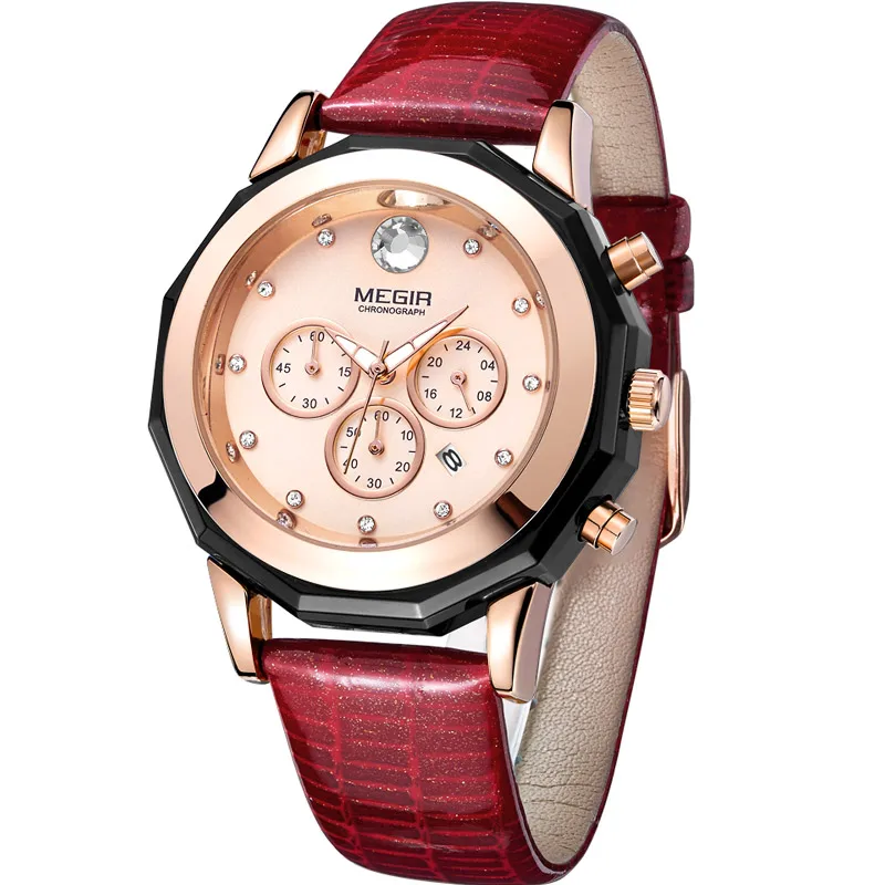 MEGIR женские наручные часы для влюбленных Топ люксовый бренд Хронометр Элегантные