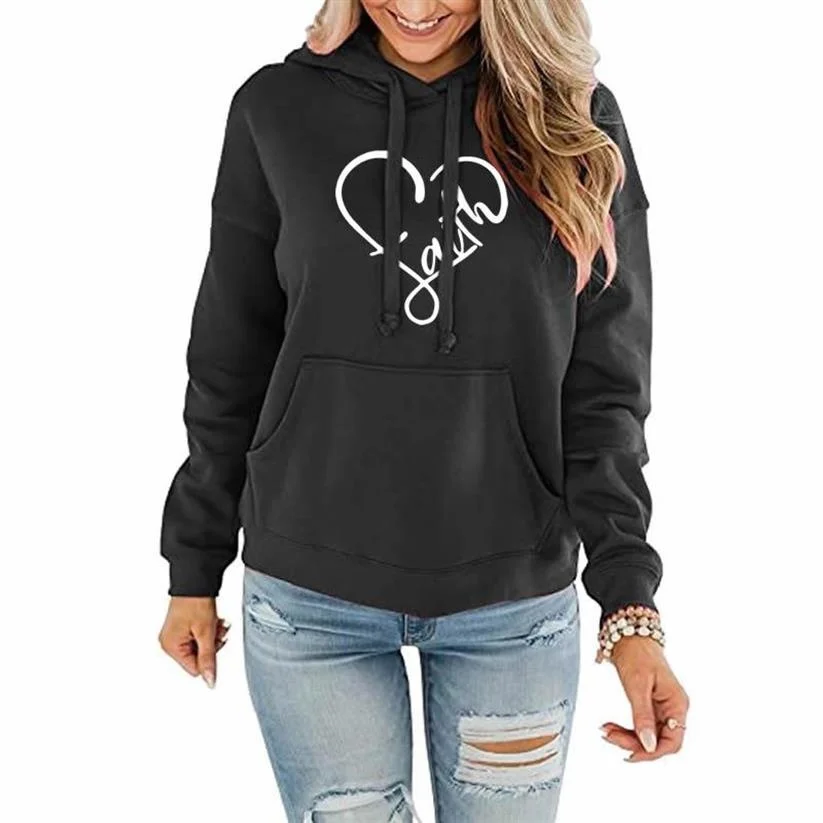 

Женская толстовка с надписью Faith, свитшот с принтом христианского Иисуса в стиле Харадзюку, пуловер с надписью Faith Hope и надписью «Love», худи, п...