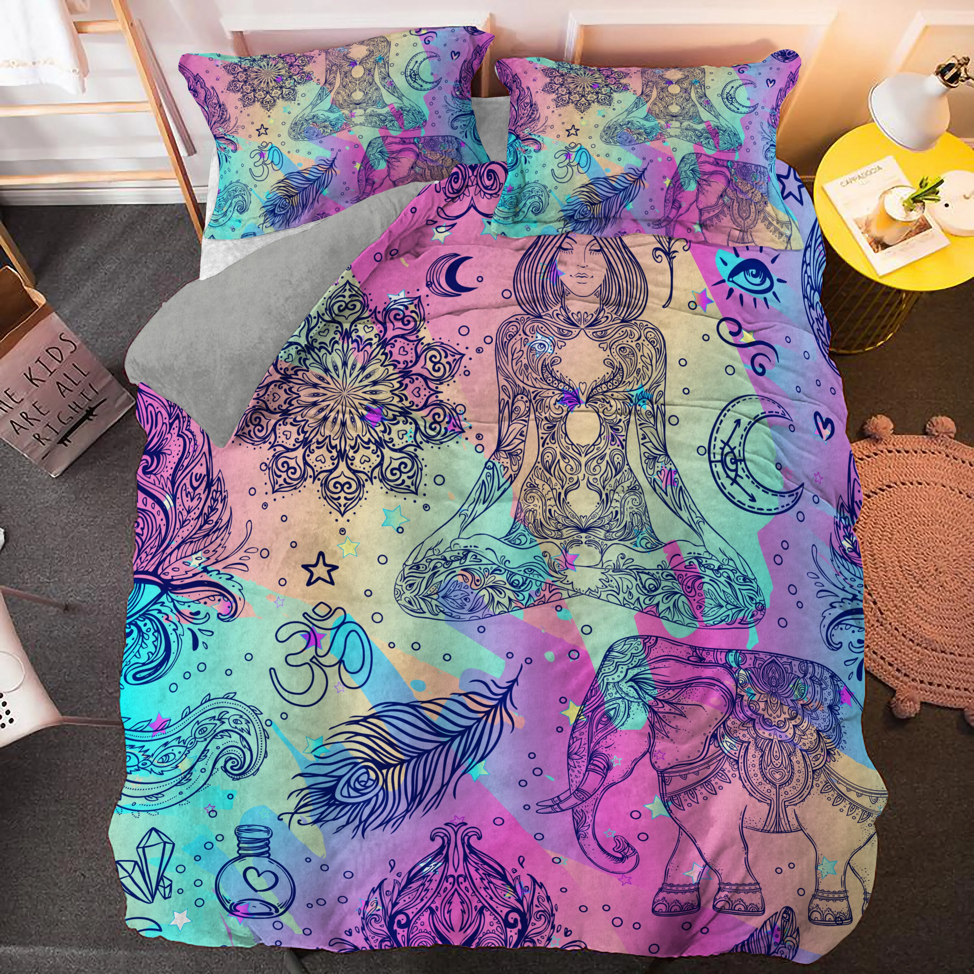 Домашний текстиль Мандала с цветочным принтом комплект постельного белья