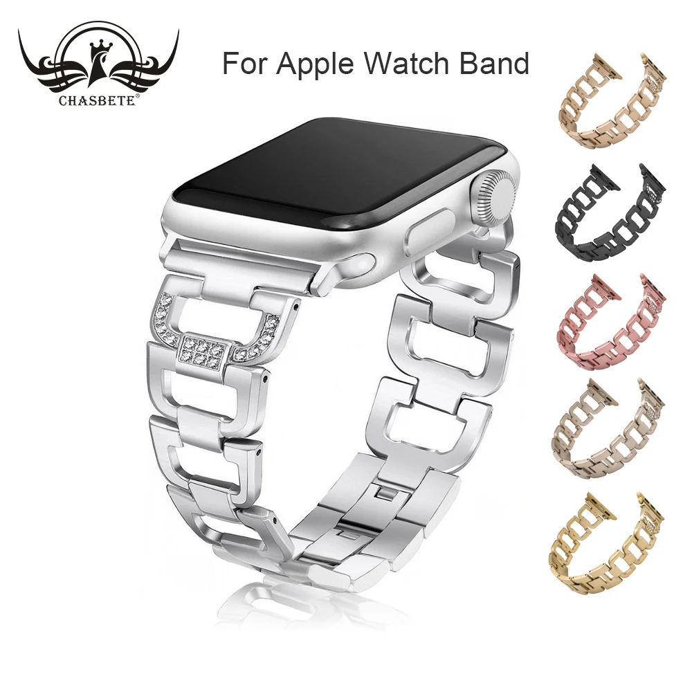 Для apple Watch 40 мм 44 Алмазный ремешок для часов Apple iwatch все серии 38 42 металлический из