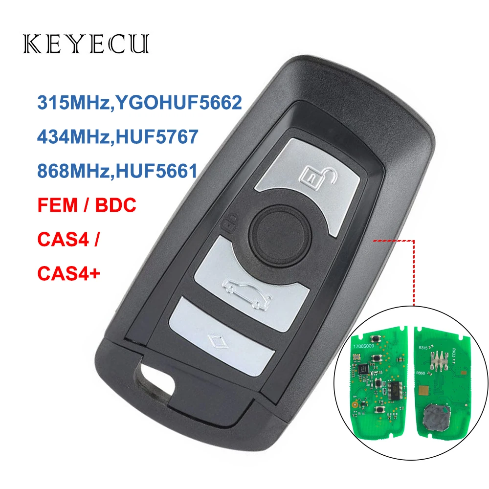 Keyecu FEM/BDC CAS4 + умный дистанционный ключ 4 кнопки для BMW F35 X6 5 7 серии 315 МГц YGOHUF5662 434