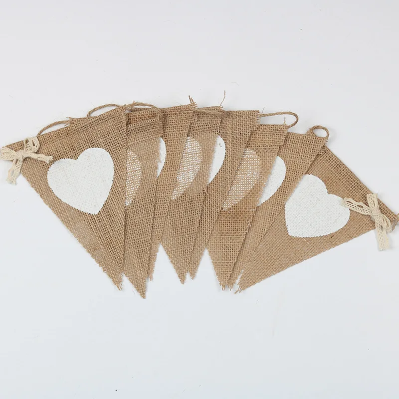 

European and American Wedding Decorations with Linen Love Pennants Holiday Party Decoration Flags Venue Decoration Flags
