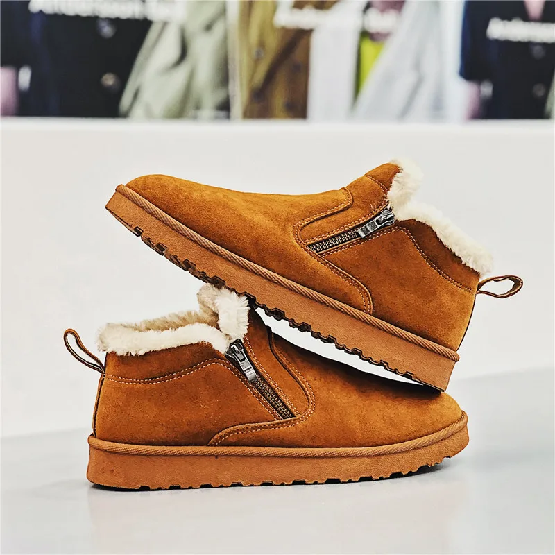 Leather Warm Men's Boots Plus Velvet Slip On Ankle Man Soft Comfortable Casual Male Work Size Men casual Shoes 39-45 | Обувь