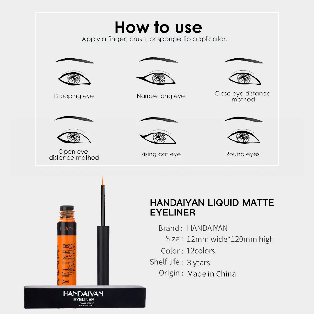 12 цветов Матовая жидкая подводка для глаз карандаш быстросохнущая водостойкая