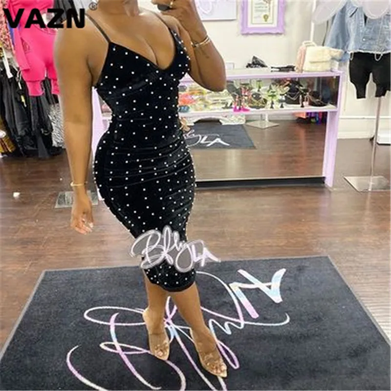 Женское Замшевое платье миди VAZN черное тонкое без рукавов на тонких бретельках с