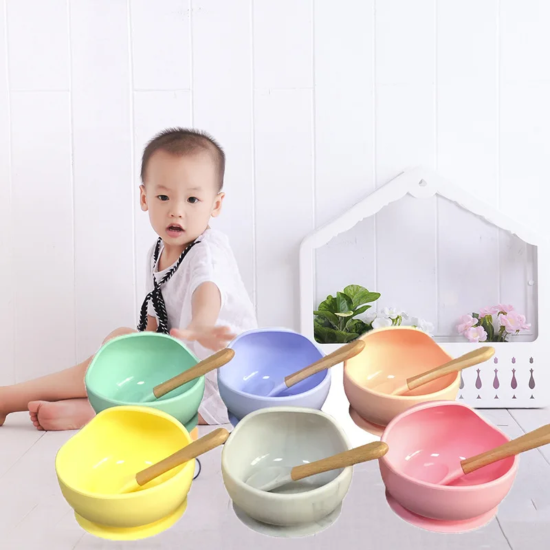 

Baby Silicone Feeding Set Waterproof Spoon Non-Slip Feedings Silicone Bowl Tableware Baby Products Baby Plate