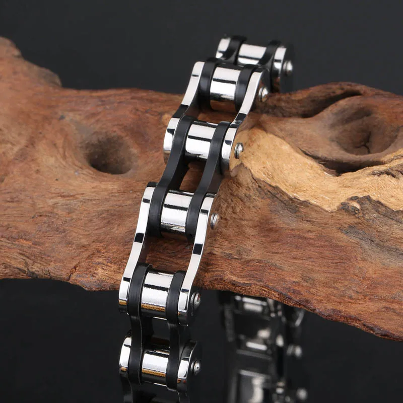 

10mm Wide Hip Hop Boys Men's 316L Stainless Steel Fashion Mens Jewelry Bicycle Bike Bracelet Jewelry 9.05inch