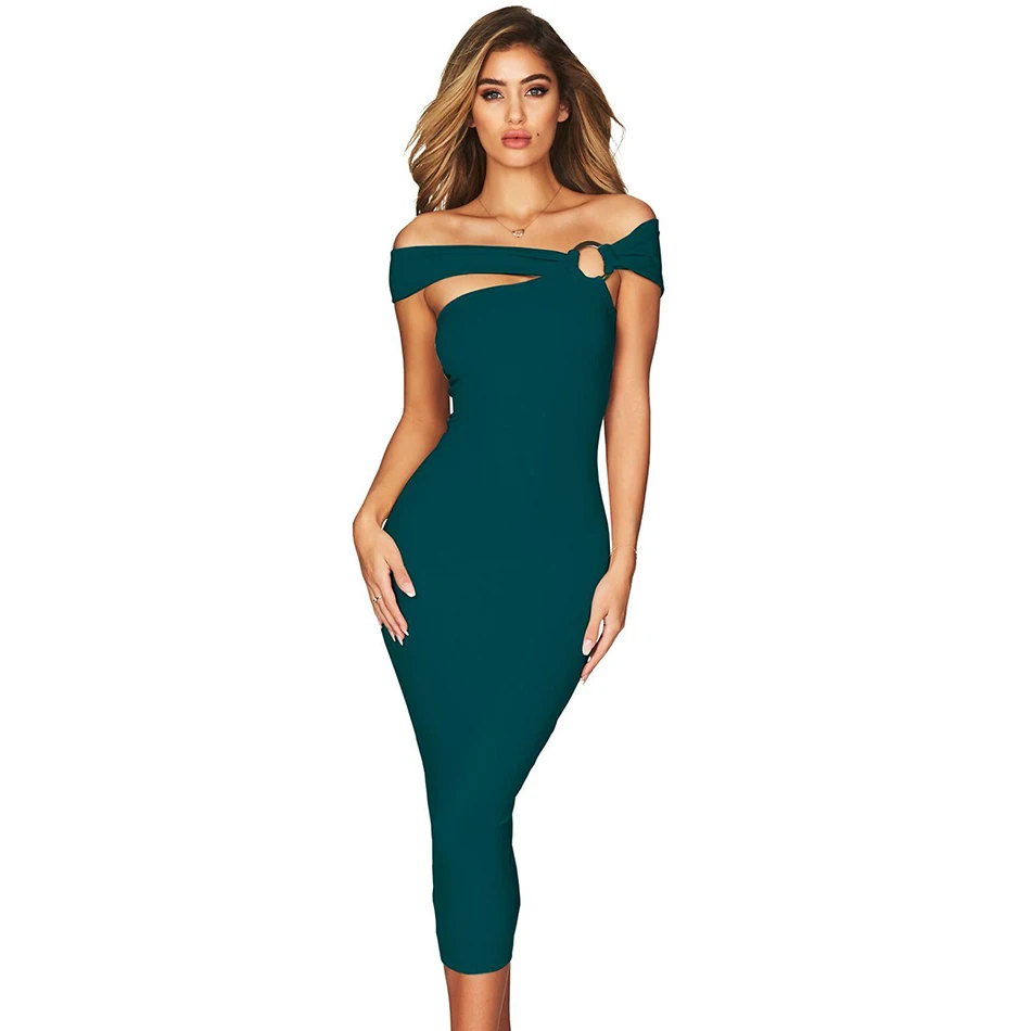 Женское облегающее платье с коротким рукавом и открытыми плечами сексуальное