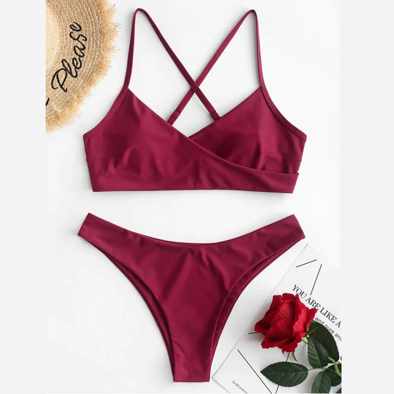 

Summer Women bikini swimsuit 2021 Sexy Two Piece Soild Split Sets Plus Size Beachwear Swimsuit Bikini maillot de bain femme E2