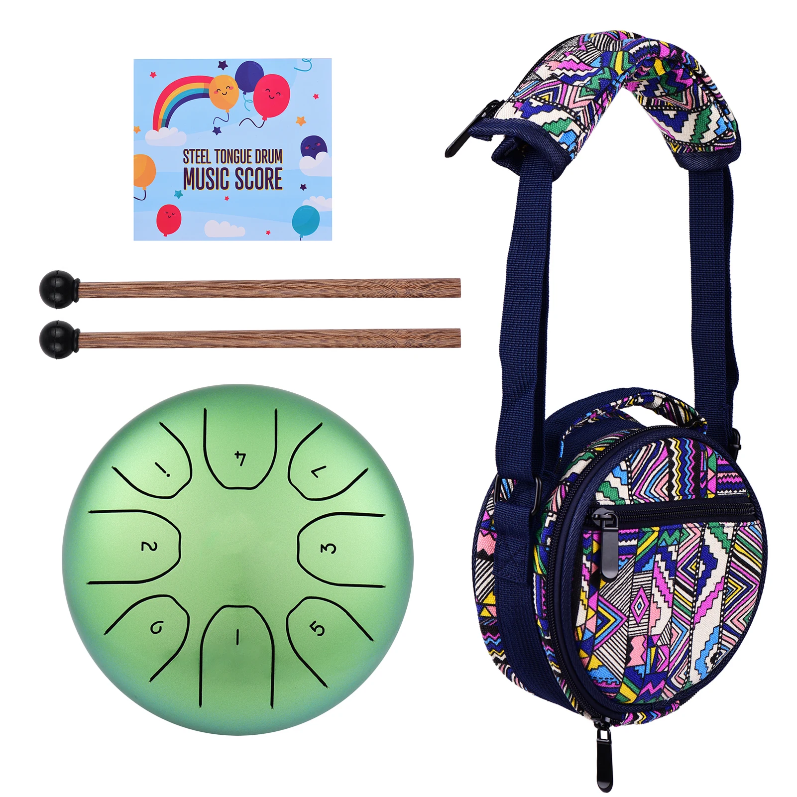 

Muslady стальной барабан для языка 5,5 дюймов 8 заметок C ключевой барабан перкуссионный инструмент с барабанными палочками сумка для переноски ...