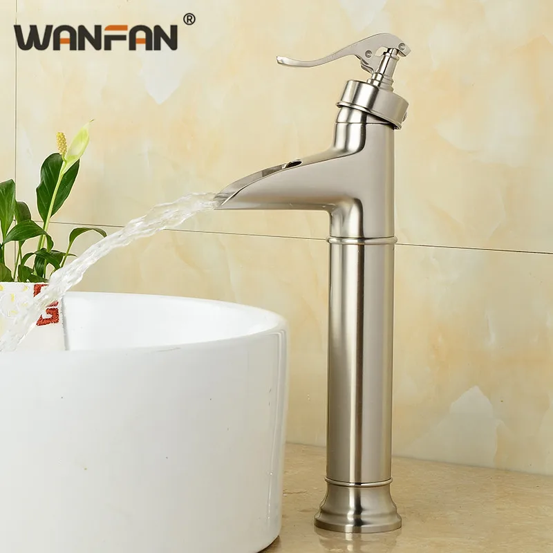 Античный кран для раковины классический никелевый с одной ручкой на бортике