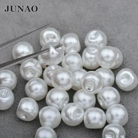 junao 8mm 10mm 12mm round white pearl buttons sewing buttons children crafts scrapbooking beads decorations