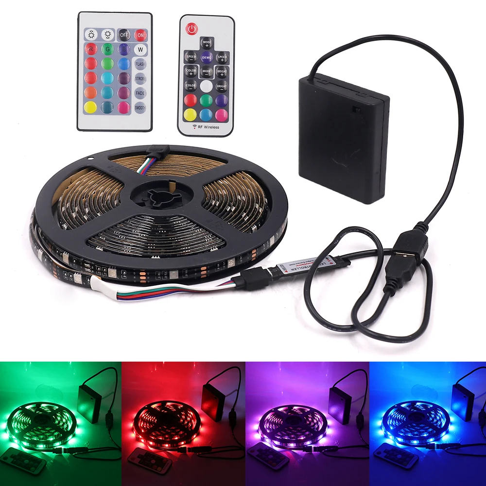 5V USB LED Strip Light RGB 5050 Battery Power Kit Waterproof Tape String Lighting For PC LCD TV Backlight Home Decoration | Освещение