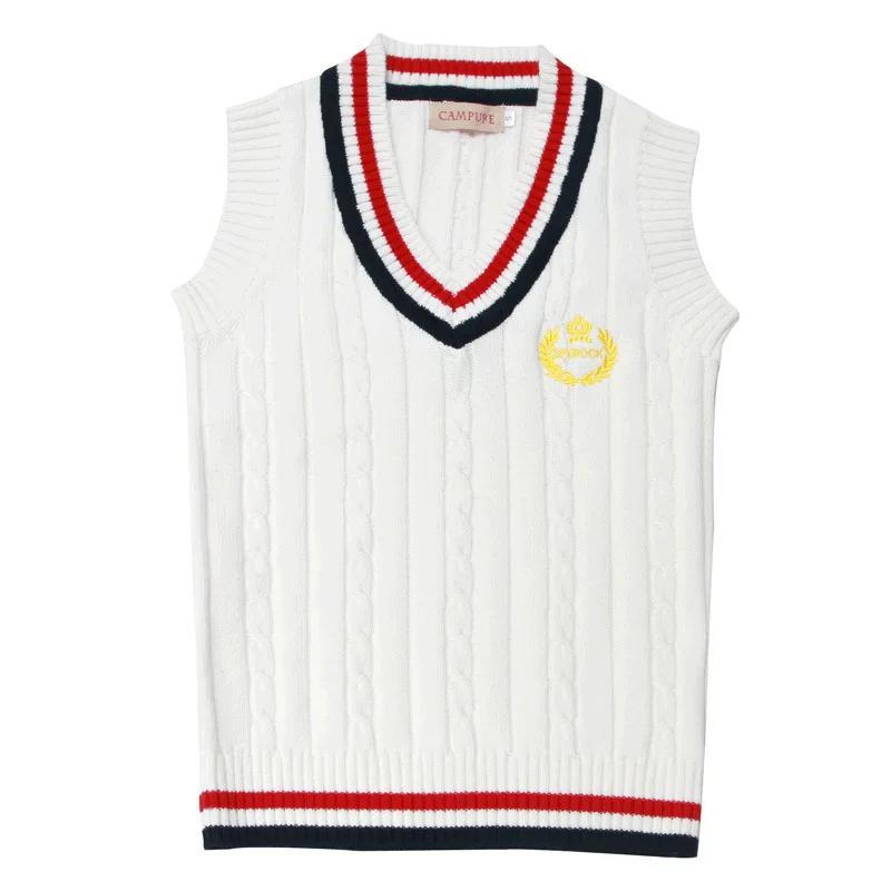 Свитер JK жилет с V-образным вырезом и вышивкой в виде короны японском стиле Осень