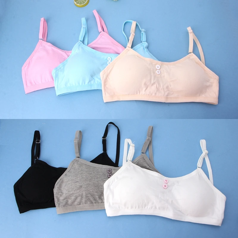 

Young Girls Solid Soft Cotton Bra Puberty Teenage Breathable Underwear Kid Cloth