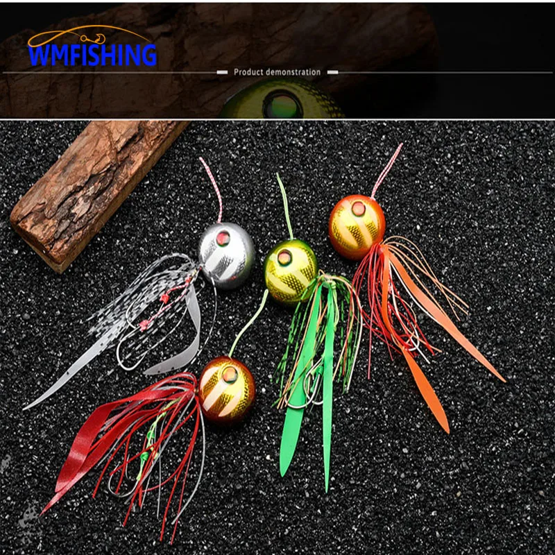 

1PC Tai Kabura 40g-200g Metal Fast Sinking Jig Rubber Skirts Saltwater Assist Hook Ice Fishing Lure Jig Head Hook Peche Slider