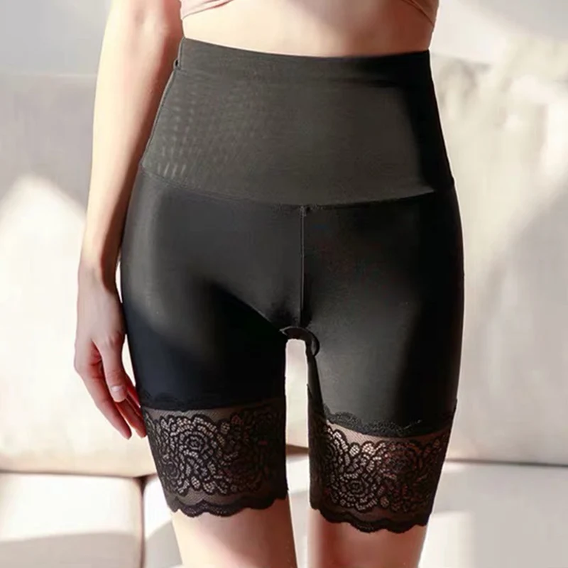 Антинатирающие шелковые кружевные трусики с высокой талией и эффектом