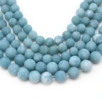 natural matte dull polish blue aquamarines chalcedony stone beads round loose beads for jewelry making diy 4681012mm