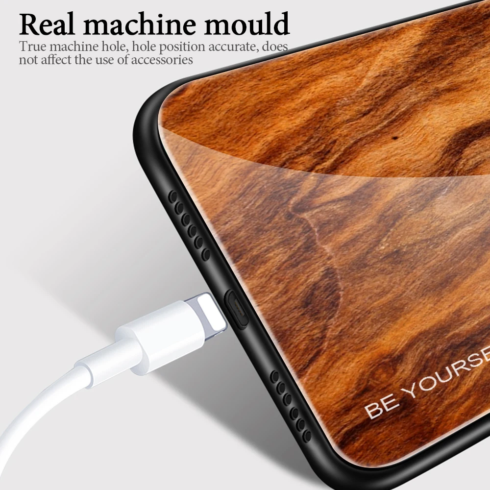 Деревянный чехол KISSCASE из закаленного стекла для iPhone 7 8 plus x xs 11 11pro max xsmax задняя