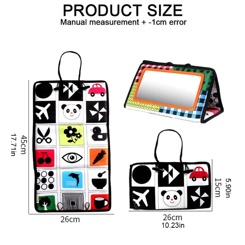 

Infant Baby Car Seat Back Hanging Folding Mirror Travel Portable Cute Cartoon Patterns Toddlers Learning Cognitive Toys