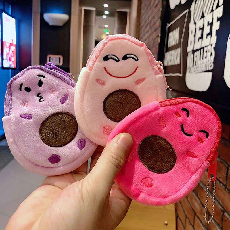 

Soft Plush Avocado Cartoon Coin Purse Girls Mini Bag Cute Zipper Coin Wallet