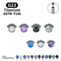 g23 titanium cz large zircon set five beads string top lip labret earrings ear hole cartilage tragus spiral earrings jewelry