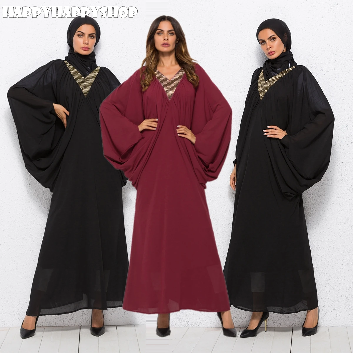 Элегантное праздвечерние чное платье Дубай с рукавом летучая мышь Рамадан абайя