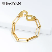 baoyan golden handcuff bracelet femme 2020 fashion gold color stainless steel chain bracelet simple cuff bracelets for women men