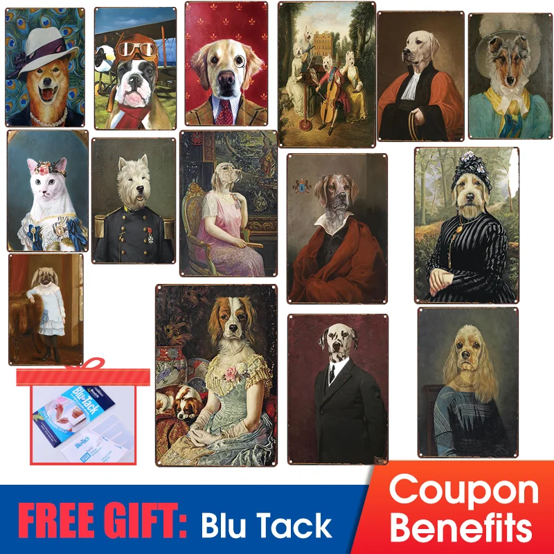 Таблички 20*30 см кошки и собаки животные юмором наклейки декор винтажный Ретро