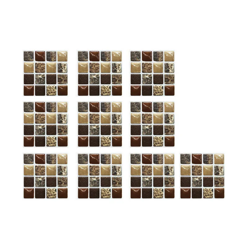 

3D 10pcs Mosaic Crystal Tile Sticker Classic Small Lattice Stitching Wall Sticker DIY Waterproof Self-adhesive Tile Sticker