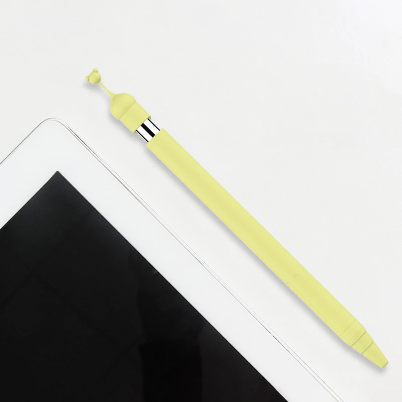 1 Set Cute Cartoon Bear Anti-scroll Silicone Protective Pouch Cap Holder Nib Cover Protective Case Skin For Apple Pencil 1st