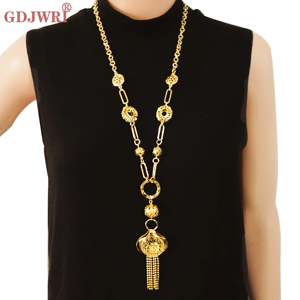 

Fashion Femme Long Necklaces & Pendants For Women Round Statement Necklace Chain Fashion Jewelry Wedding Party Gift